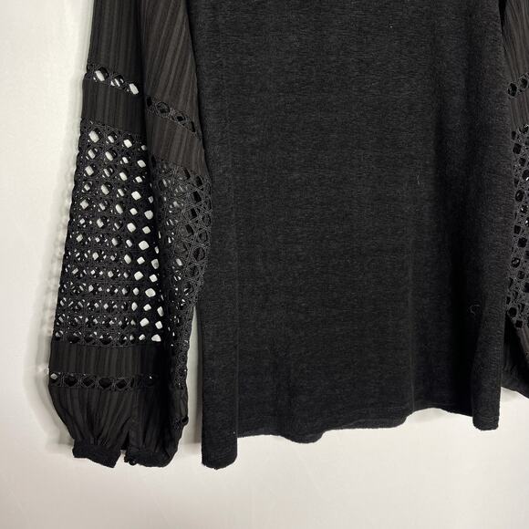 New See and Be Seen Small S Black Cut Out Sleeve Textured Sweatshirt Crew Neck - Picture 6 of 12